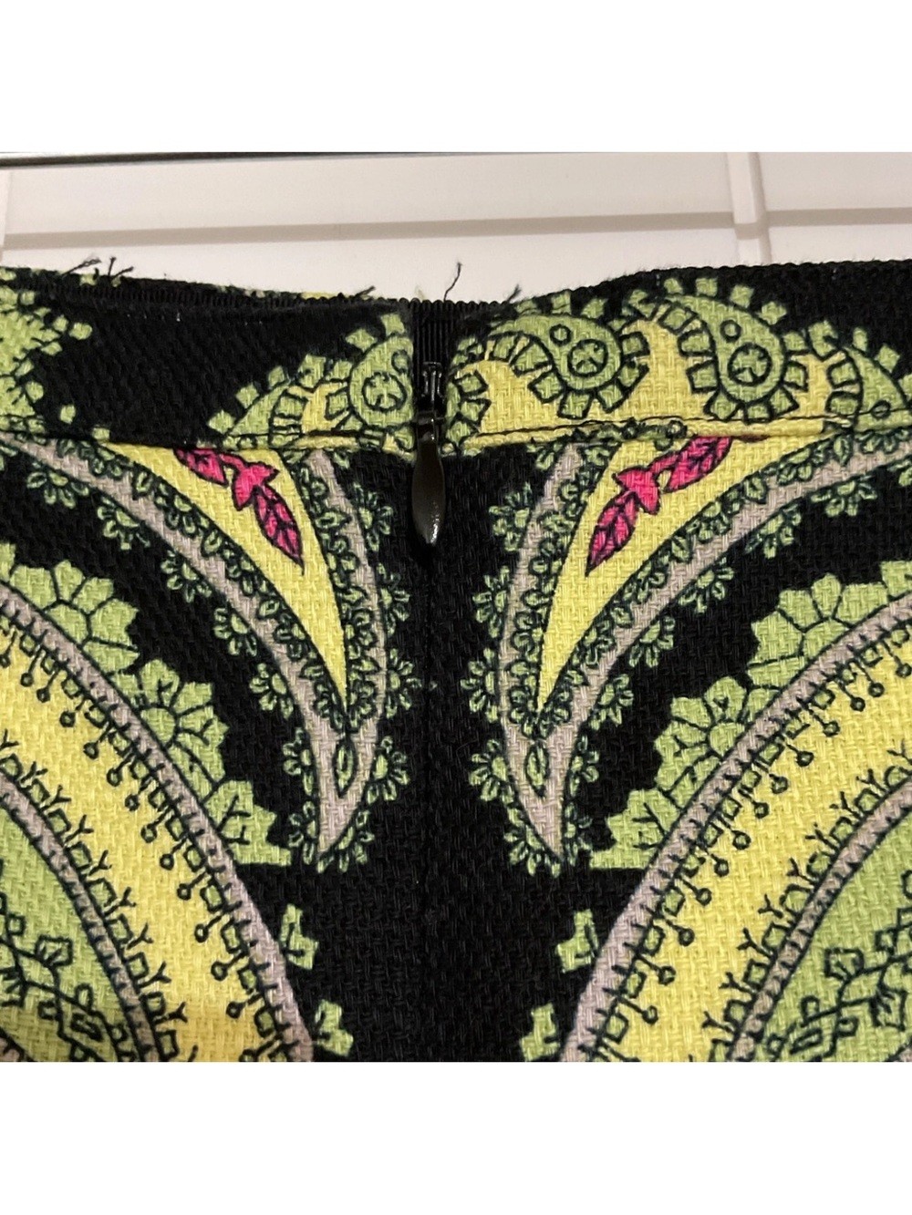 Paisley Embroidered Mini Skirt in Black with Pink & Green - Picture 6 of 10